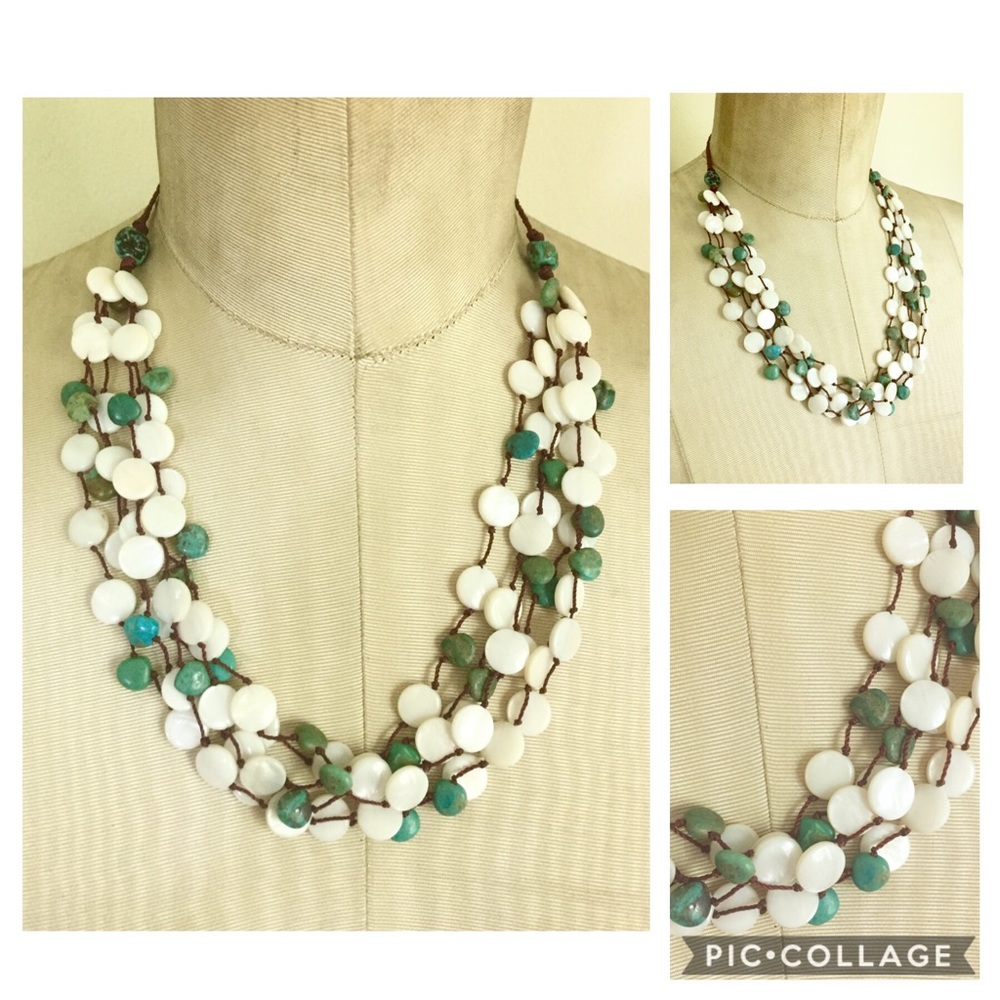 Jay King Dtr Mop Turquoise Statement Necklace - image 1